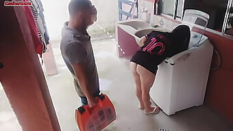 A White Housewife Offers Her Butt To The Washing Machine Repairman While Her Husband Is Away