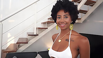 Beautiful Black Girl With Perfect Breasts, Ana Susage Gets Her Ass And Mouth Fucked By A Big White Cock.