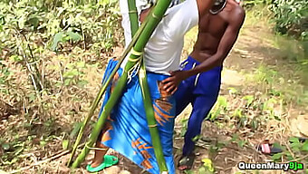 A Sexy Black Woman Secured With Bamboo And Vigorously Penetrated Outdoors